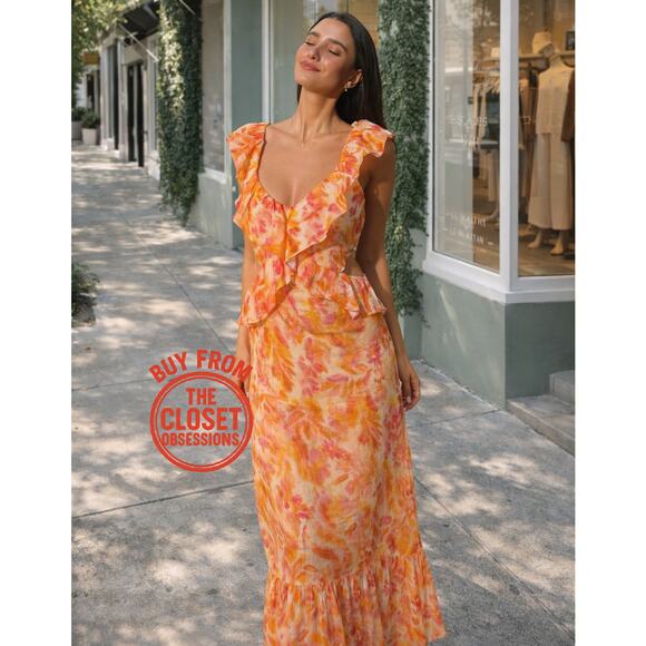 ZARA Blogger Favorite Long Linen Ruffle Maxi Dress NWT - Picture 3 of 16